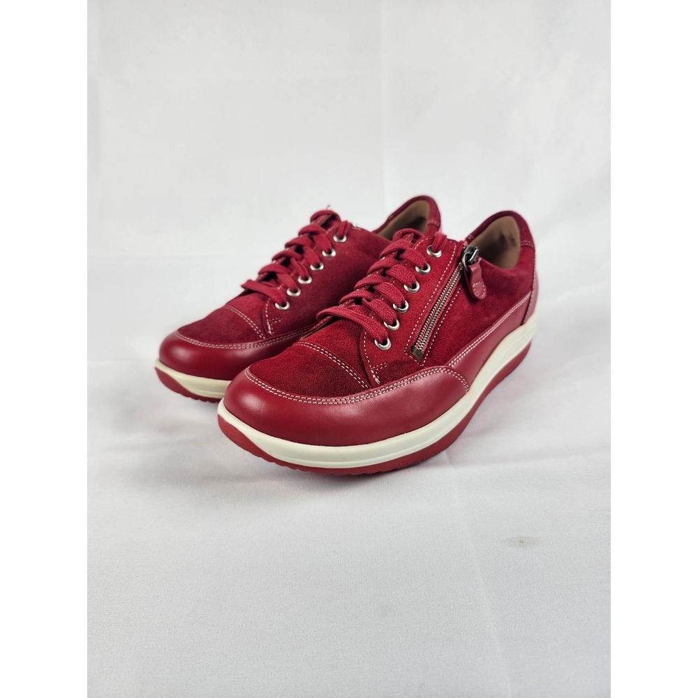Ganter Womens US 6.5‎ Wide G Red Leather Suede Comfort Walking Shoes Zip EU37